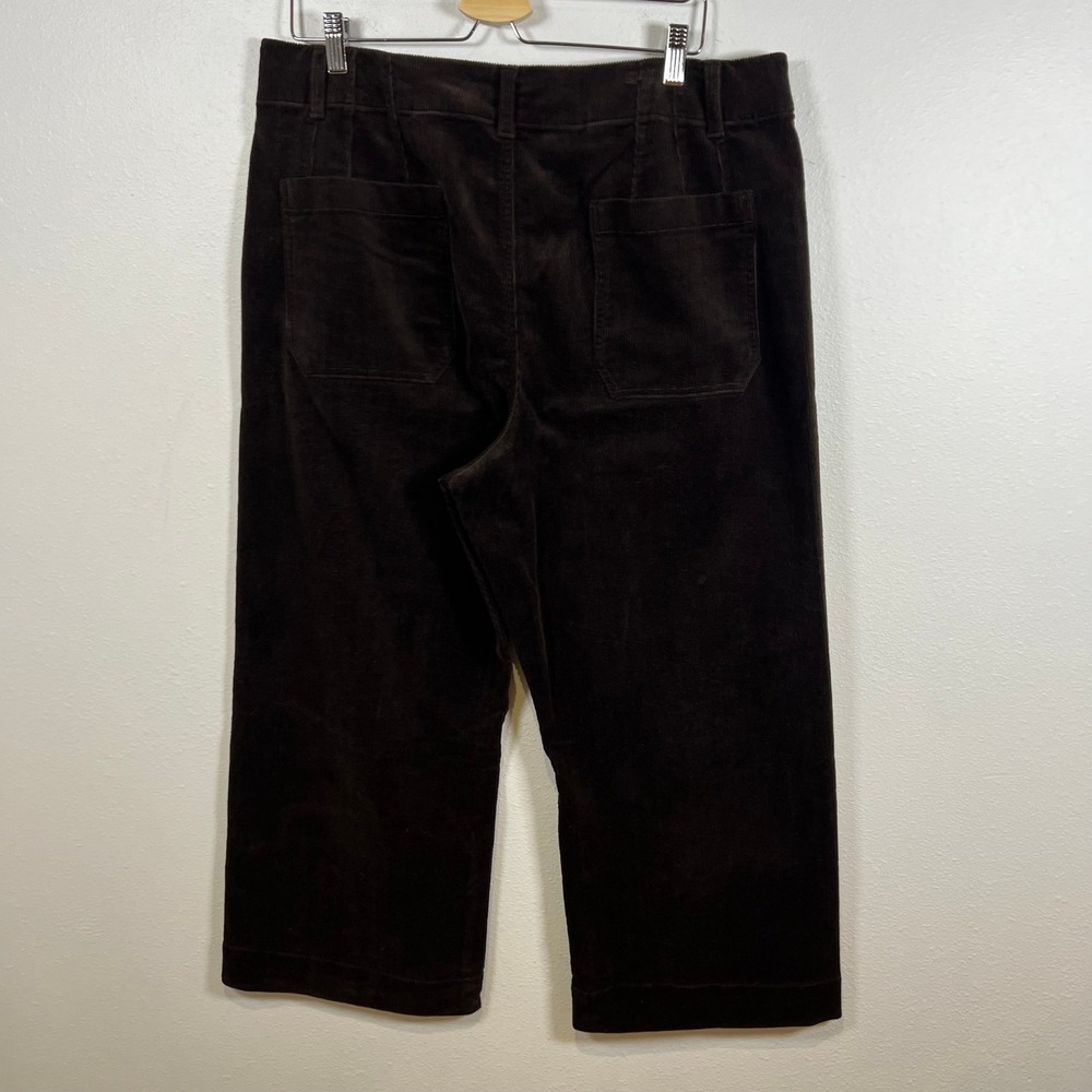 Quince Corduroy Cropped Wide Leg Pants Women's Size 16 Chocolate Brown 36X26.5 - Picture 7 of 9